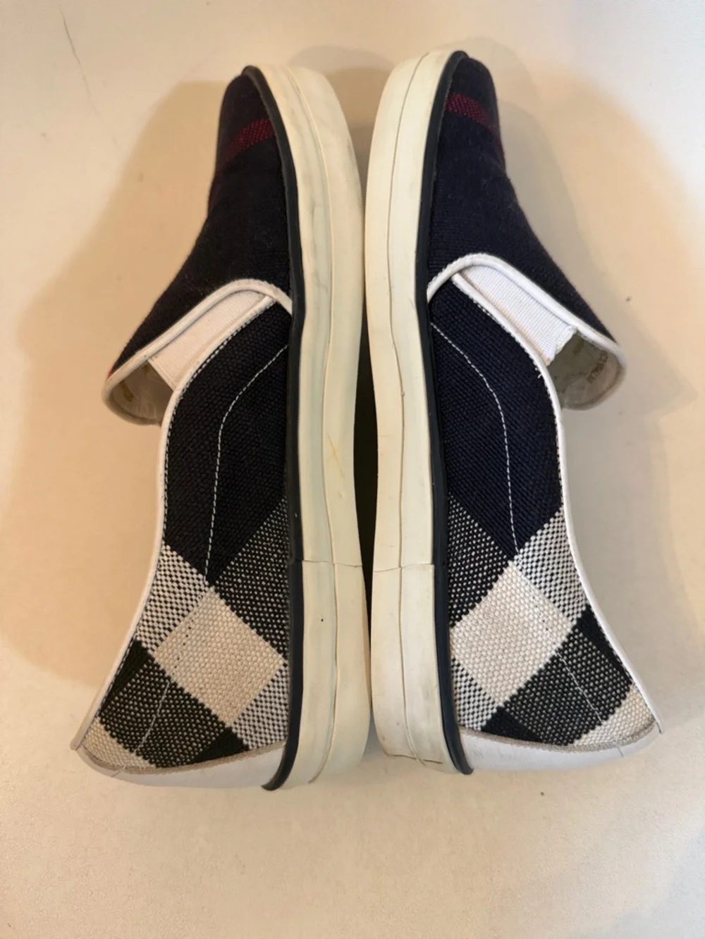 Burberry Women's Navy Slip-On Sneakers with Red Stripe 37.5 7.5 - Picture 8 of 12